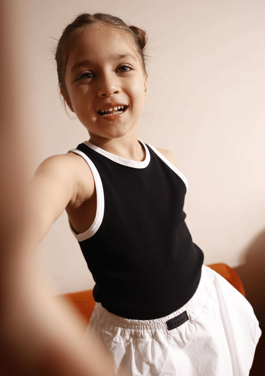 CONTRAST TANK BLACK + BUBBLE SKIRT SET