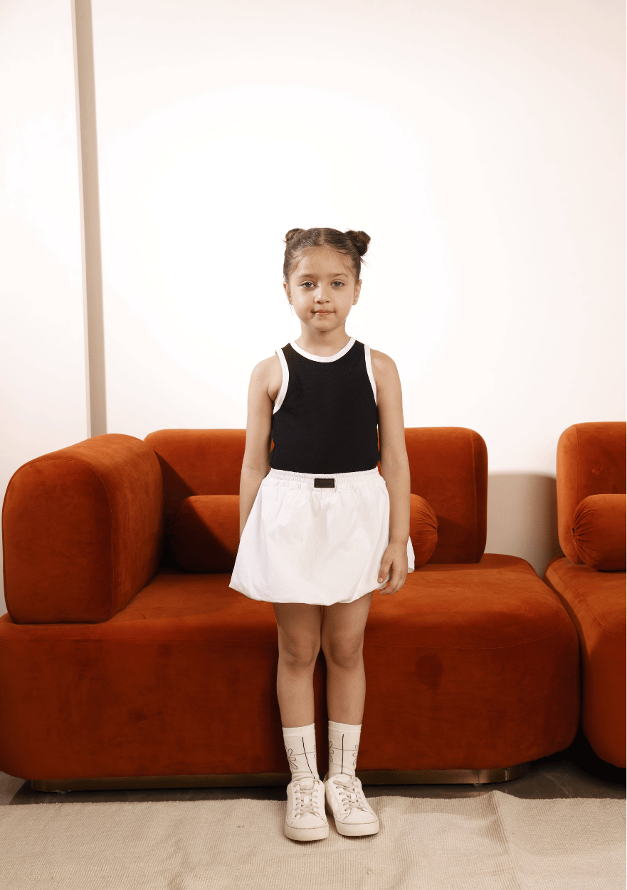 CONTRAST TANK BLACK + BUBBLE SKIRT SET