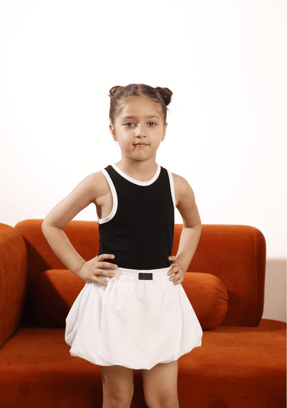 CONTRAST TANK BLACK + BUBBLE SKIRT SET