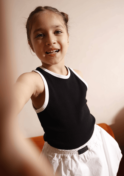 CONTRAST TANK BLACK + BUBBLE SKIRT SET