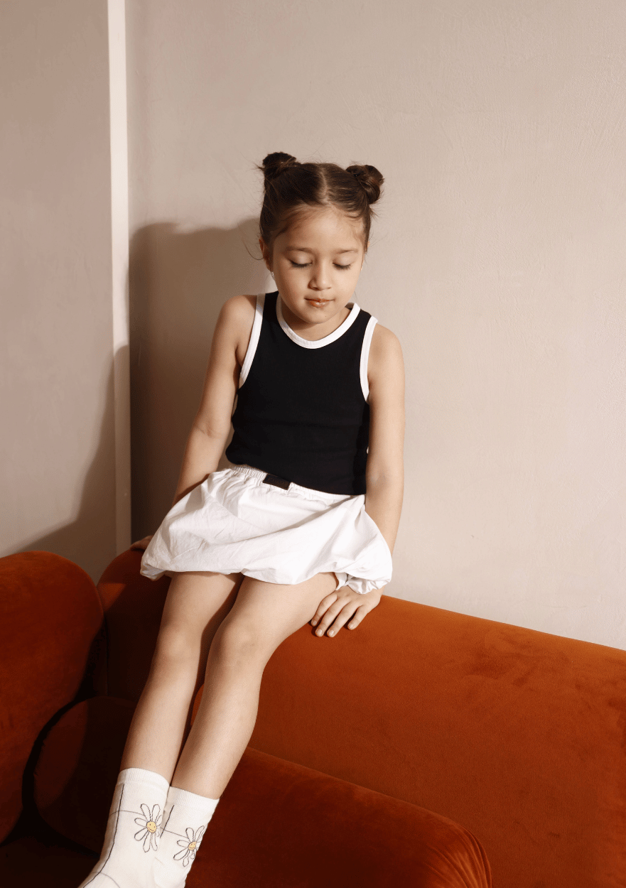 CONTRAST TANK BLACK + BUBBLE SKIRT SET