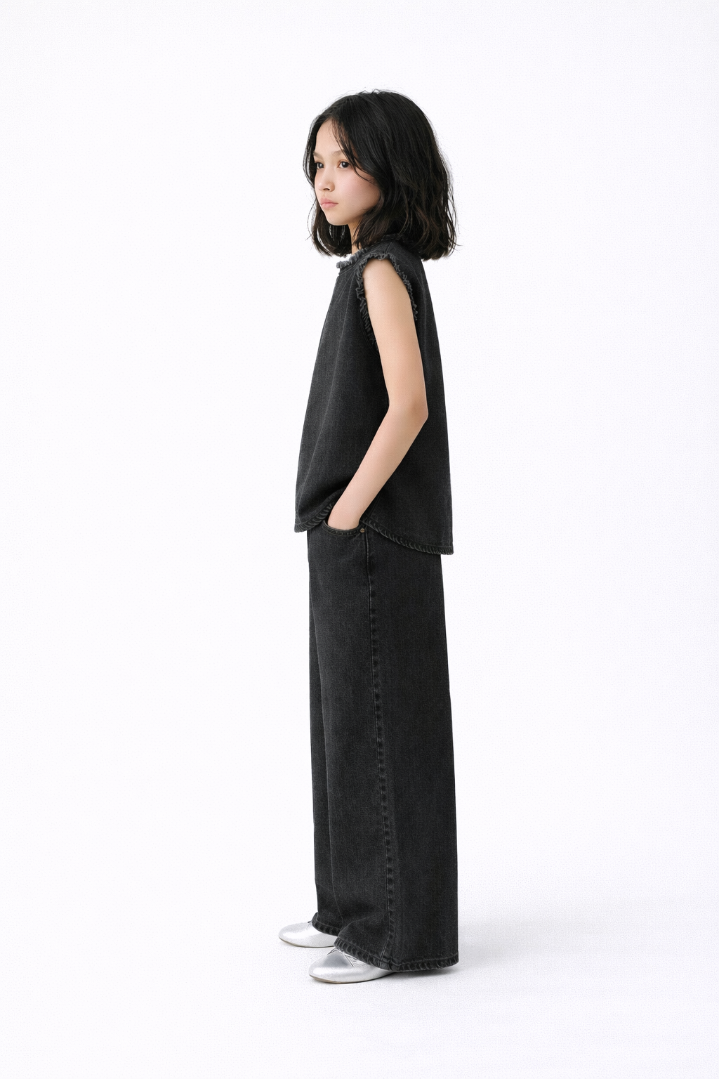 BLACK RAW DENIM SET