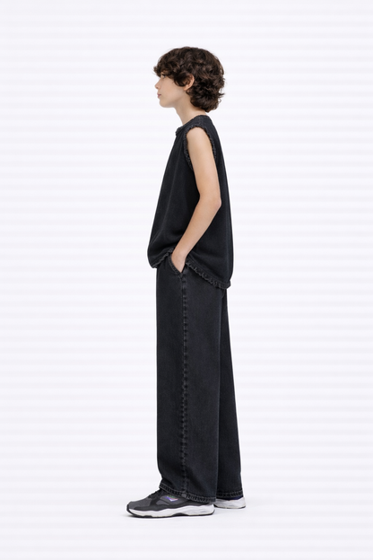 BLACK RAW DENIM SET