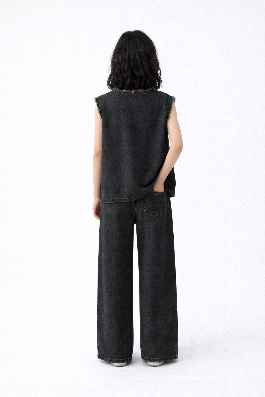 BLACK RAW DENIM SET