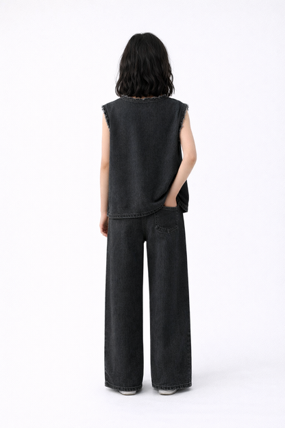 BLACK RAW DENIM SET