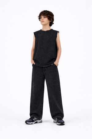 BLACK RAW DENIM SET