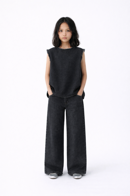 BLACK RAW DENIM SET