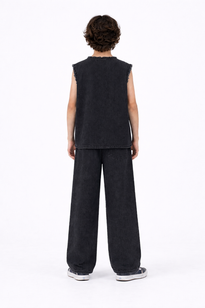 BLACK RAW DENIM SET