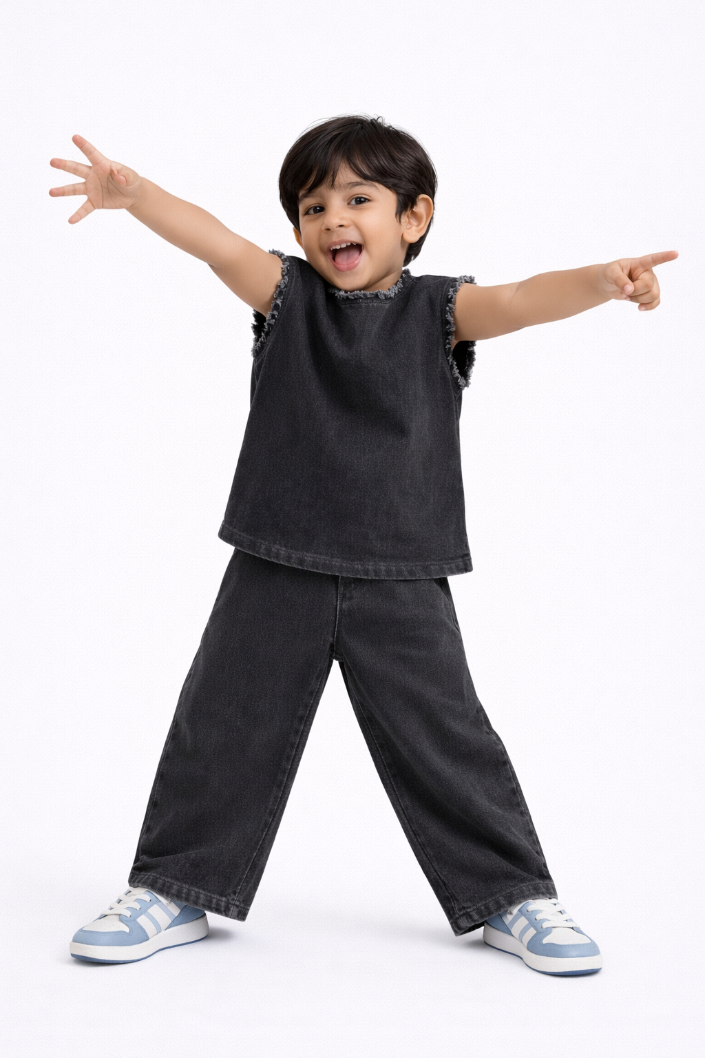 BLACK RAW DENIM SET